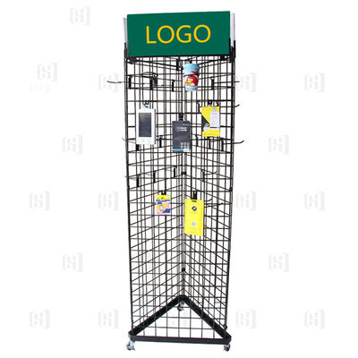 3 opgeruimde van de het Netsupermarkt van de Driehoeksdraad de Vertoningsrekken met Logo And Casters
