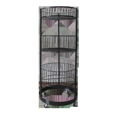 Metaal Zwarte Cilinder 497mm Dia Grocery Display Rack 1080mm Hoogte