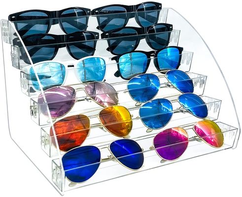Van de de Zonnebrilvertoning van de tafelbladhouder van de Tribune Duidelijk Eyewear de Opslagdienblad 6 Laag