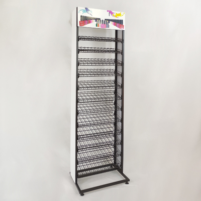 De zwarte Planken van de Supermarktvertoning met pvc-het Rek van het Raadsnagellak