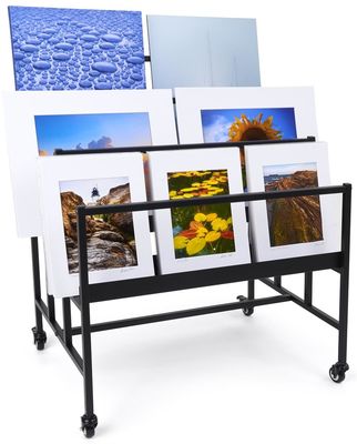 De zwarte Mobiele 3-Tiered Boekenplank van Art Display Stand, vertoningsrek voor winkelprijs