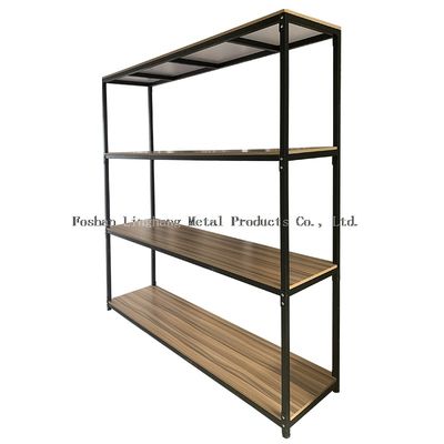 Het Hout van de Opslagplanken van het H1800mml800mm Pakhuis en Black metalrek Drie Laag