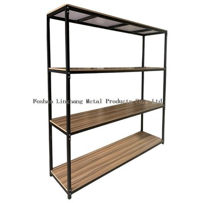 Het Hout van de Opslagplanken van het H1800mml800mm Pakhuis en Black metalrek Drie Laag