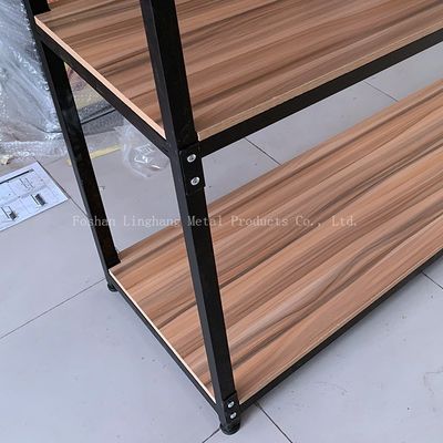 Het Hout van de Opslagplanken van het H1800mml800mm Pakhuis en Black metalrek Drie Laag