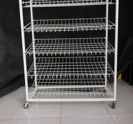 De Tribune van de Goederenmesh wire storage display rack van het bakkerijbrood met Wielen