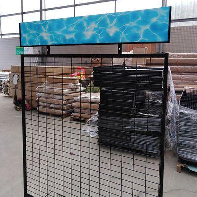 Multifunctionele Supermarkt Kleinhandelsmesh wire hanging display rack met pvc-Aanplakborden