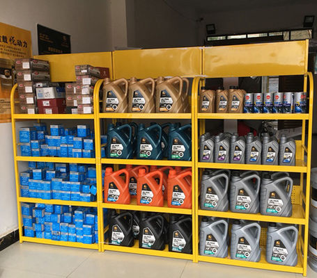 Douane het opschorten van de de Toebehorenvertoning van de supermarktauto het Rek Groen Geel Wit