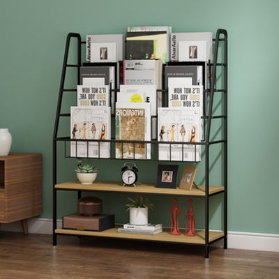 Links-Breedte 350mm Ijzer en Houten Planken, Hout en Ijzerboekenrek