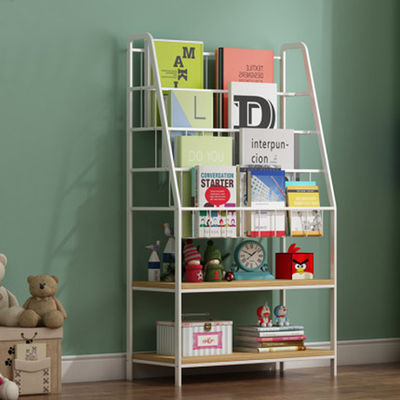 Links-Breedte 350mm Ijzer en Houten Planken, Hout en Ijzerboekenrek
