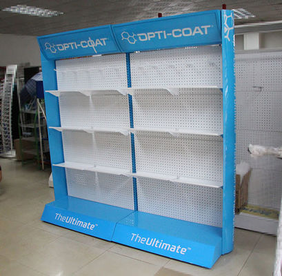 Blauwe Kleur 500mm Diepte 1000mm Lengte Met een laag bedekt Peg Hook Display Rack Powder