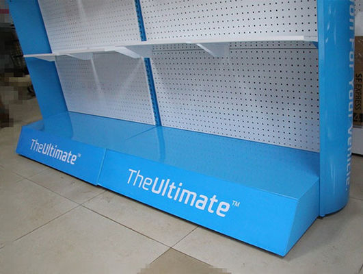 Blauwe Kleur 500mm Diepte 1000mm Lengte Met een laag bedekt Peg Hook Display Rack Powder