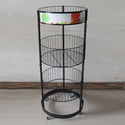 Metaal Zwarte Cilinder 497mm Dia Grocery Display Rack 1080mm Hoogte