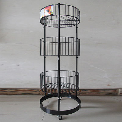 Metaal Zwarte Cilinder 497mm Dia Grocery Display Rack 1080mm Hoogte