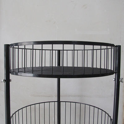 Metaal Zwarte Cilinder 497mm Dia Grocery Display Rack 1080mm Hoogte