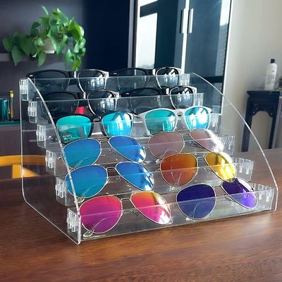 Van de de Zonnebrilvertoning van de tafelbladhouder van de Tribune Duidelijk Eyewear de Opslagdienblad 6 Laag