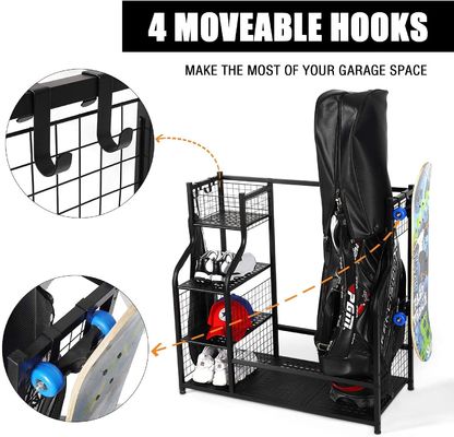OEM Zwarte Kleur 2 de Garageorganisator Rack For Supermarket van de Golfzak