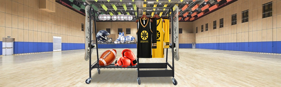 Van het de Balrek van de metaalgarage van de de Sportuitrustingopslag de Rolling Organisator With Baskets