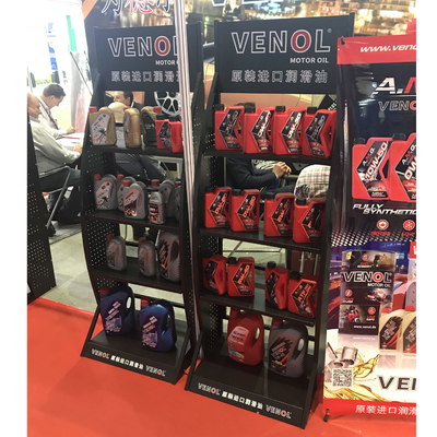 Aangepaste displayhouder auto metalen motorolie display rekken Mobil one motorolie display rack opslag stand rack