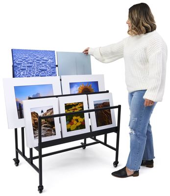 De zwarte Mobiele 3-Tiered Boekenplank van Art Display Stand, vertoningsrek voor winkelprijs